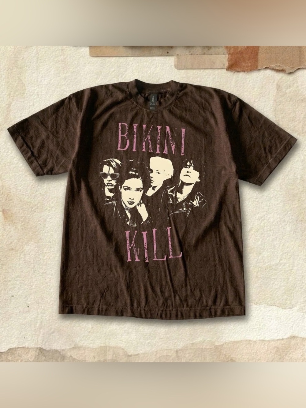 Bikini Kill Band Graphic Tee Brown Riot Grrrl Punk T-shirt